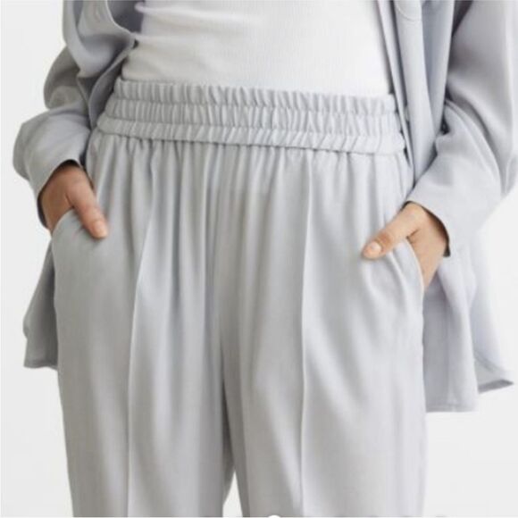 H&M Light Gray Blue Elastic Waist Wide Leg Pants - Picture 3 of 10